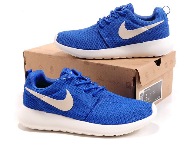 nike roshe run classicnike Roshe running chaussures hommes blancs bleu (3)